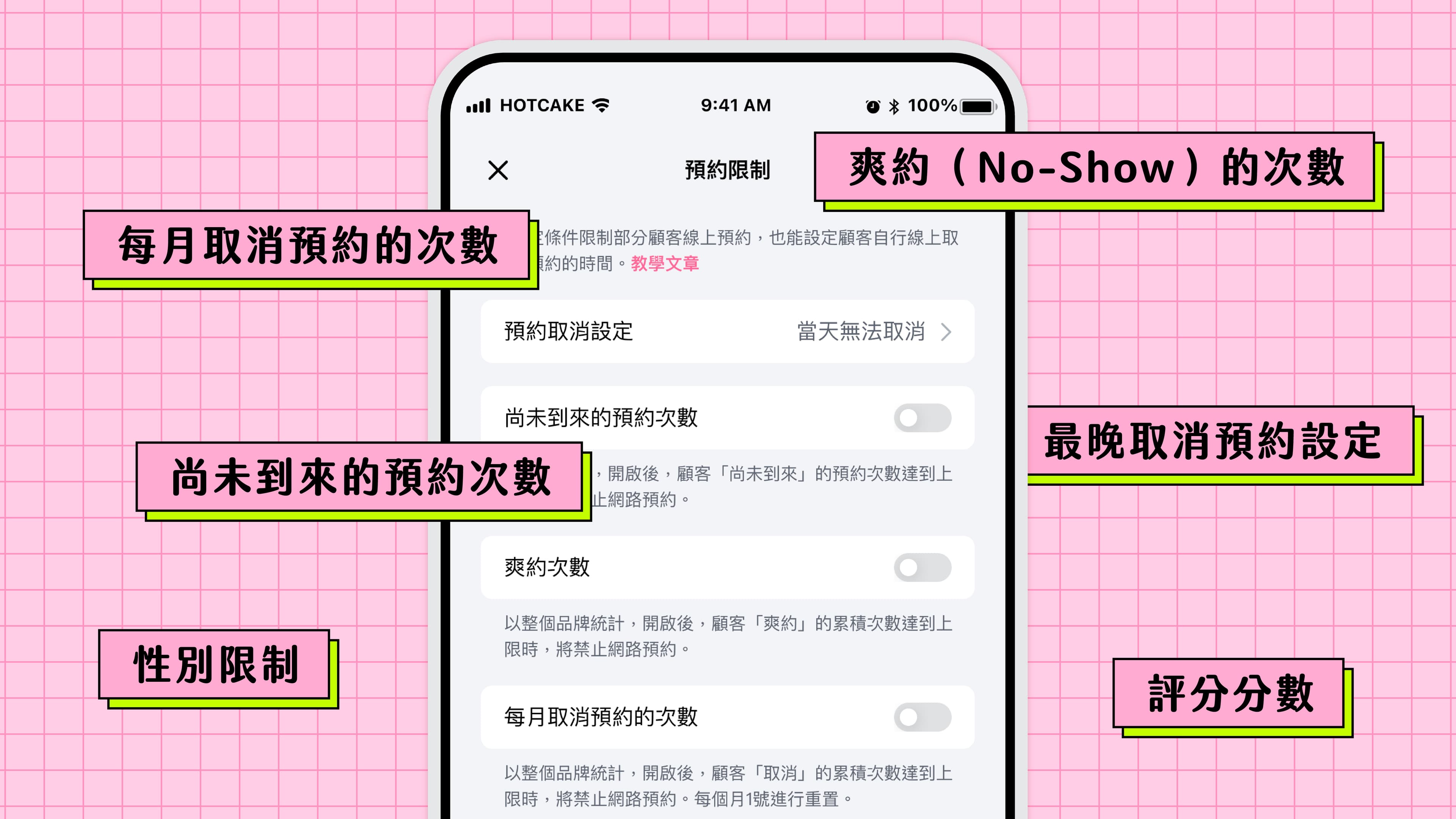 透過預約限制功能,讓店家告別被臨時放鳥的焦慮